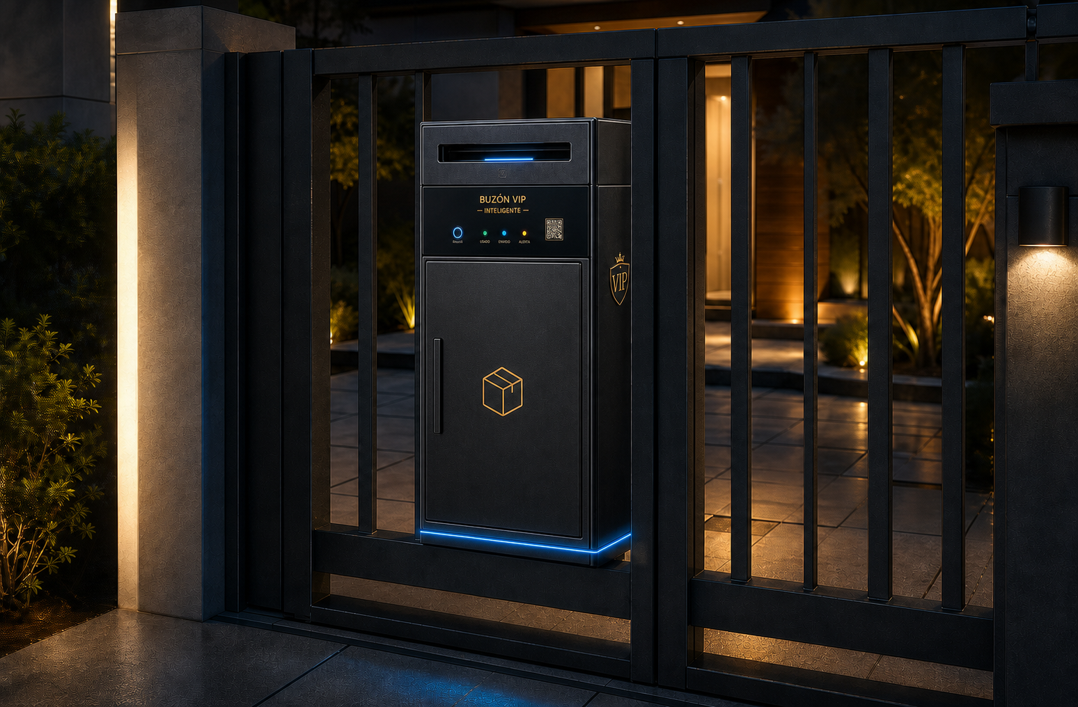 Modelo REJA Guard integrado detrás de una reja residencial